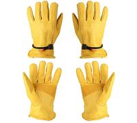 Haofy de Travail en Cuir 1 Paire de Cuir de Vache Véritable, Protection contre les Perforations, de sécurité de Niveau 4, Protection Mécanique pour le Jardinage, la Co (L)