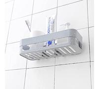 Haofy Dercez Une étagère de Rangement de Salle de Bain Gratuite, Organisateur en Plastique Robuste pour Brosse à Dents, Tasse, Savon, Pas de Panier de Douche en Trace, avec Conception de Creux de