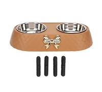 Haofy Double Gamelle pour Animaux de Compagnie 13,4x6,9x2,6 Pouces en Acier Inoxydable avec Tapis Antidérapant pour Animaux de Petite et Moyenne Taille, Espaces Compacts, Usage Quotidien (Couleur