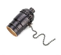 Haofy Douille de Lampe, Douille de Lumière Vintage E27 avec Chaîne de Traction, 1 Pièce de Douille de Base à Vis Moyenne en Aluminium pour Lampadaire et Lampe de Table éclairage de Bricolage(Le Noir)
