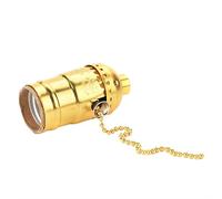 Haofy Douille de Lampe, Douille de Lumière Vintage E27 avec Chaîne de Traction, 1 Pièce de Douille de Base à Vis Moyenne en Aluminium pour Lampadaire et Lampe de Table éclairage de Bricolage(Or)