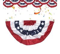 Haofy Drapeau de Fan Patriotique, Banderole à Rayures étoiles avec 3 œillets en Laiton, Polyester 150D pour Le Memorial Day du 4 Juillet, Affichage Extérieur, Mesure 37,4 X 18,1 Pouces, Idéal pour Le