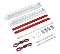 Haofy Éclairage intérieur 2x108 LED Éclairage intérieur voiture DC 12V LED sous armoire avec trous de câblage aux deux extrémités, interrupteur marche/arrêt [classe énergétique A +] - blanc