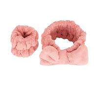 Haofy Ensemble Bandeau et Bracelet 2 Pièces à Haute capacité d'absorption, Doux et Pelucheux, Design Nœud Papillon pour Femmes, Soins de la Peau, Maquillage, Yoga et Sport