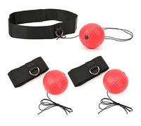 Haofy Ensemble de 3 Ballons de Boxe Montés sur la Tête pour Améliorer la Coordination œil-Main, Adaptés à la Boxe, au, au Taekwondo, Matériau PU Léger de Couleur Rouge, Longueur de Sangle 26,4 Pouces