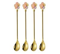 Haofy Ensemble de 5 Cuillères à café et à thé, Cuillères à café en Acier Inoxydable, à Dessert à Long Manche pour la Maison, le Bar et la Cuisine, 7,76 Pouces, Finition (GOLD)