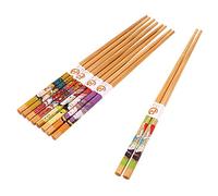 Haofy Ensemble de Baguettes en Bambou de Style Japonais Précis, 5 Paires, Vintage, Crantée pour le Dîner en Famille, Couleur Bambou Naturel