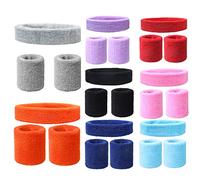 Haofy Ensemble de Bandeau de Sport, Poignet et Bandeau, Coton Polyester, Bandes Athlétiques Unisexes Absorbant la Sueur pour Le Tennis, Le Football (Gray)