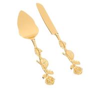 Haofy Ensemble de Couverts à Gâteau de Mariage, Ensemble de Dé de Gâteaux, Poignée en Rose, Vernis Miroir Ergonomique en Alliage de Zinc pour Anniversaire, Pendaison de Crémaillère,