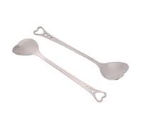 Haofy Ensemble de Cuillères à Dessert 2 Pièces, Manche en Acier Inoxydable en Forme de Cœur avec Poignée Confortable pour Crème Glacée, café, de Mariage, Petite Cuisine, Vie en Camping-car (SILVER)