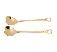 Haofy Ensemble de Cuillères à Dessert 2 Pièces, Manche en Acier Inoxydable en Forme de Cœur avec Poignée Confortable pour Crème Glacée, café, de Mariage, Petite Cuisine, Vie en Camping-car (GOLD)