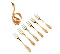 Haofy Ensemble de Fourchettes à Dessert avec Support de Base en Forme de Cygne en Métal, Vaisselle Décorative et Exquise, 6 Fourchettes pour Dessert au café, Compactes et Légères, Usage Domestique,