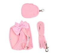 Haofy Ensemble de Laisse de Harnais pour Chien, Matériau en Polyester Respirant avec Sangles Réglables pour Petits Chiens Chats, Adorables Décorations en Strass avec Nœud, Ajustement sécurisé