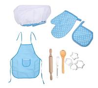 Haofy Ensemble de Pâtisserie en Bois de 11 Pièces pour Le Jeu Préscolaire Boost de créativité avec Tablier Toque de Chef Développement de la motricité Fine Tissu Sûr Matériaux en Bois Activités de