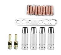 Haofy Ensemble de Pointes de Contact de Soudage, Porte-buse de 0,8 Mm à Haute conductivité pour MAG Brenner MB 14/15, équipement Essentiel pour Soudeur en Laiton argenté 17 Pièces/ensemble