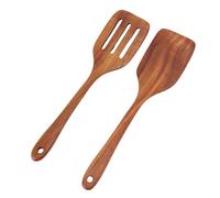 Haofy Ensemble de Spatules en Bois en Bambou 3 Pièces avec Spatule à Fente pour une Cuisine Rayures - Ustensiles de Cuisine en Bambou avec Poignée Ergonomique pour la à Domicile, Utilisation au