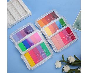 Haofy Ensemble de Tampons Encreurs Dégradés avec 6 Tampons Encreurs Non Toxiques pour les Projets de Bricolage, Idéal pour Tout Travail sur Papier, Encre Pigmentée à Base D'eau, Couleurs Vives