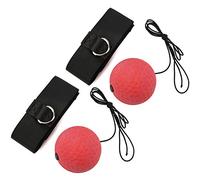 Haofy Ensemble D'entraînement de Ballon de Boxe monté sur la Tête, Balles en Caoutchouc Durables avec Sangle pour Les Arts Martiaux et Le Fitness, 2 Pièces, Rouge