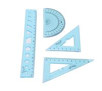 Haofy Ensemble D'outils de Mesure D'angle Bleu Transparent pour Enfants étudiants, Kit de Règles Pratiques pour Artistes, Designers, Ingénieurs, 4 X Règles