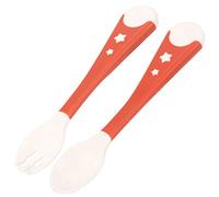 Haofy Ensemble d'ustensiles pour bébé Cuillère Fourchette, Couverts Ergonomiques Portables pour bébé pour l'auto-alimentation, Matériau de qualité Alimentaire Sûr pour le Sevrage et (rouge)