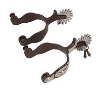 Haofy Éperons de Cheval de Cowboy Rétro en Acier au Carbone Résistant à la Corrosion - Éperons d'équitation pour Le Travail au Ranch, l'entraînement équestre, Assemblage Rapide avec Icône de