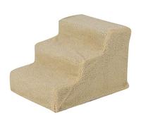 Haofy Escalier pour Animaux de Compagnie à 3 Marches avec Housse Amovible Lavable, Cadre en PP Robuste, échelle pour Chien pour Lit Haut, Marches Antidérapantes pour canapé, Chambre à (Beige)
