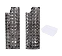 Haofy Étui à Briquet, 2 Pièces 3,15 Pouces Vintage élégant Présent Gravure Manchon de Briquet Réutilisable en Alliage de Zinc Couvercle de Boîtier en Métal pour J6 Noir