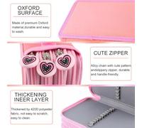 Haofy Étui de Transport à Crayons de Couleur Multicouche Rose avec 72 Trous Organisateur pour étudiants/Artistes, Sac à Stylo Oxford avec une Jolie Remorque à Fermeture éclair pour les Fournitures