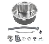 Haofy Évier à Barre Ronde de 18 "304 Évier de Cuisine Simple en Acier Inoxydable avec Trou de Robinet, Conception Facile, Goutte Compacte dans un Lavabo Sous-maître pour Petit Bar de