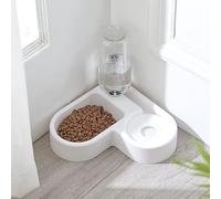 Haofy Gamelles Doubles pour Chien et Chat, Gamelles d'angle pour Animaux de Compagnie avec Bouteille d'eau Automatique, Conception en Forme 'Amour pour la Maison, Ensemble de de Nourriture et
