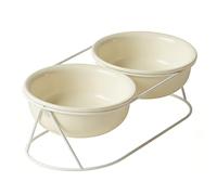 Haofy Gamelles Surélevées pour Chat avec Support, 2 Plats en Céramique Inclinés pour Une Alimentation Facile, Digestion, Cadre en Métal Anti-Choc pour Chatons, Adultes, Chats âgés, Petits Chiens,