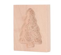 Haofy Gingerbread - Forme du Tampon de Presse de la Compensation en Bois de Hêtre avec une Lisse pour une Libération Facile, pour les Biscuits et les Muffins, le Design Léger (Arbre de Noël)