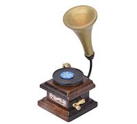 Haofy Gramophone Antique 1:12 pour Maison de Poupée, Modèle de Phonographe de Style Vintage Authentique avec Finition en Bois Classique, Ajustement Parfait pour 1 à 12 Paramètres d'échelle, Article