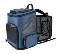 Haofy Grand Sac à Dos pour Chat, Sac de Transport Extensible avec 4 Points D'entrée et Coussin en Peluche pour Animaux de Petite et Moyenne Taille jusqu'à 18 Kg, à Dos de Voyage (Blue)