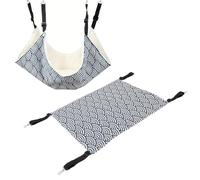 Haofy Hamac pour Chat Réversible en Fausse Polaire et Lin avec 4 Sangles Réglables pour Cage, Maison, Voyage, Chats, Lapins, Hamsters, Petits (M(48x3 7cm/18,9x14,6 Pouces))