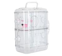 Haofy Hamster Castle Cage Fun Interactive Wire House Double Couche pour Petits Animaux Souris - Fil de Fer ABS 16,54 X 12,20 X 10,24 Pouces (2 Niveaux)