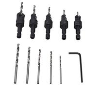 Haofy Jeu de Forets à Fraiser, Outil de Chanfreinage Efficace pour le Travail du Bois, Changement Rapide pour Perceuses électriques, Menuisiers, 11 Pièces de Diamètre de Tige Hexagonale 1/4 Po