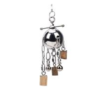 Haofy Jouet à Cloche à Oiseau Suspendu, Jouet à Mâcher en Bois en Acier Inoxydable avec Cloche Engageante, Jeu Interactif pour Perroquets de Grande et Moyenne Taille comme Les Aras,