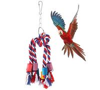 Haofy Jouet à Mâcher pour Perroquet, Balançoire à Oiseaux en Corde de Coton de 8,7 Pouces pour Oiseaux de Petite et Moyenne Taille, Jouet d'exercice pour avec Perchoir d'escalade et Corde à Mâcher