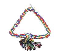 Haofy Jouet Balançoire pour Oiseaux, Corde en Coton Colorée, Support Triangulaire pour Perroquets, Perruches Calopsittes (23 cm)