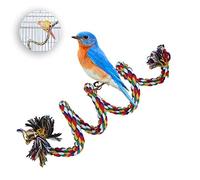 Haofy Jouet en Corde de Coton pour Oiseaux, Cloche Colorée, Repos d'escalade, 3,3 Pieds, pour Perroquets, Calopsitte, Conure, Oiseaux de Compagnie
