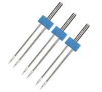 Haofy Kit d'aiguilles Doubles en Acier Inoxydable 3 Pièces, fonctionnalité d'aiguille Double pour Points Bicolores, Enfilage Facile avec Outil Inclus, Tailles 70/10 80/12 90/14 pour les Amateurs