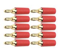 Haofy Kit de Fiche Banane Mâle à Souder en Laiton plaqué or Robuste de 2,5 Mm pour une utilité élevée, Outil de Connecteur Banane 10 Pièces pour Prise Conventionnelle (rouge)