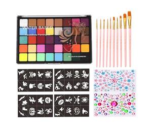 Haofy Kit de Maquillage Professionnel pour Peinture Corporelle Activée à L'eau avec 40 Aquarelles et 10 Pinceaux pour Fête D'Halloween, Parfait pour le Cosplay et les Festivals (3)