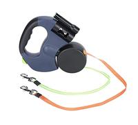 Haofy Laisse de Marche Double pour Animaux de Compagnie, Rotation Réfléchissante avec Lampe de Poche LED, Laisse pour Chien Confortable à 360 ° pour Chiens de Petite Taille la Nuit, Nylon Bleu