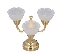 Haofy Lampe à Plafond Miniature de Poupée de Poupée, Tendre 3 Tasse de Lustre en Verre Kron Batterie en Verre pour Le Micro-Paysage