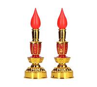 Haofy Lampe Bougie, Bouddhiste LED Faible Consommation D'énergie Style Chinois Traditionnel Rétro Bouddhiste Décor Lampe Lumière Rouge Couleur 1 Paire(Bougie électrique Double Brillant)
