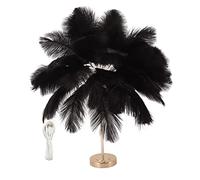 Haofy Lampe de Chevet Décorative, USB Plug-in Safe Touch Switch Romantique Lampe de Table en Plumes pour Chambre à Coucher pour café (Noir)