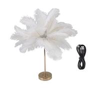 Haofy Lampe de Table Plumes d'Autruche 52 cm, 30 Plumes, 3 LED Dimmable | Lumière organique anti-fatigue visuelle pour veilleuse bébé ou ambiance café. Variateur tactile à 3 couleurs, idéal pour