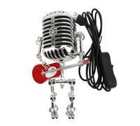 Haofy Lampe Robotique en Aluminium Vintage avec Microphone, Guitare, Lampe de Bureau en Métal Rouge 232 G pour Lire, Travailler, Chambre à Coucher, Amateurs de Musique avec Design Robot Rétro (rouge)